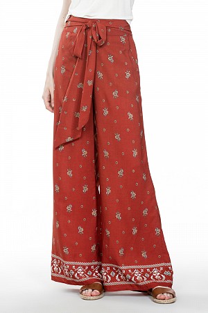 LONG RUST WAIST TIE RELAXED BO ...